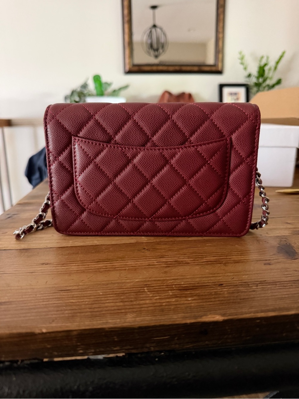 Quilted Burgundy Crossbody Shoulder Bag WOC